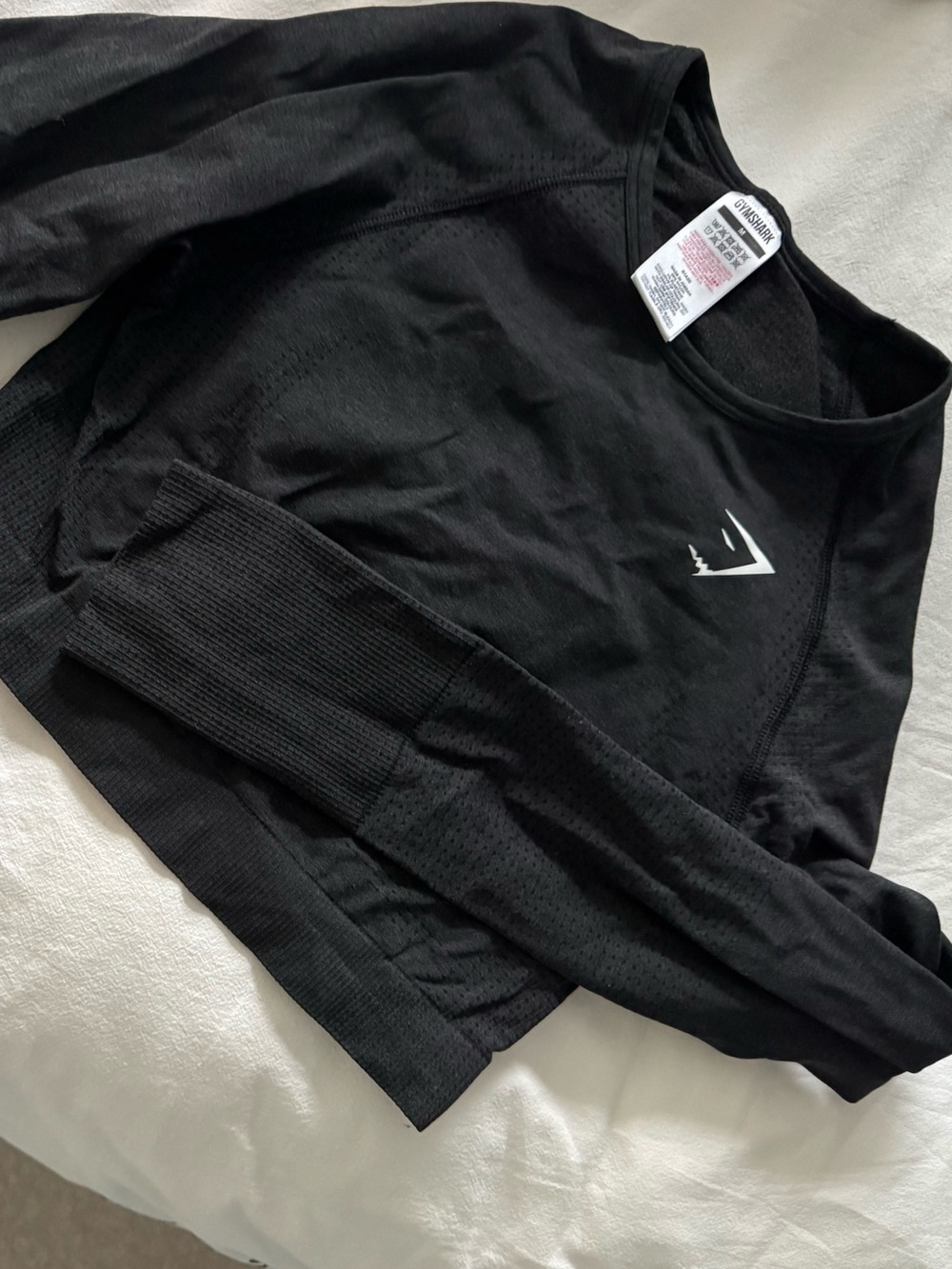 Gymshark Cropped Long Sleeve Black Workout Top